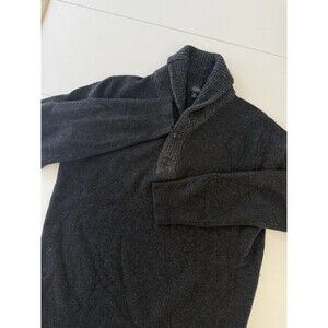 J. Crew Men's Lambswool Sweater Medium Shawl Collar Brown Dad Academia Preppy